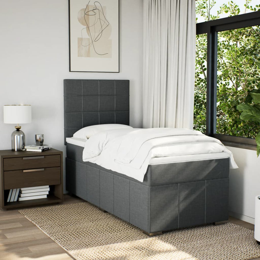 Boxspring met matras stof donkergrijs 80x200 cm