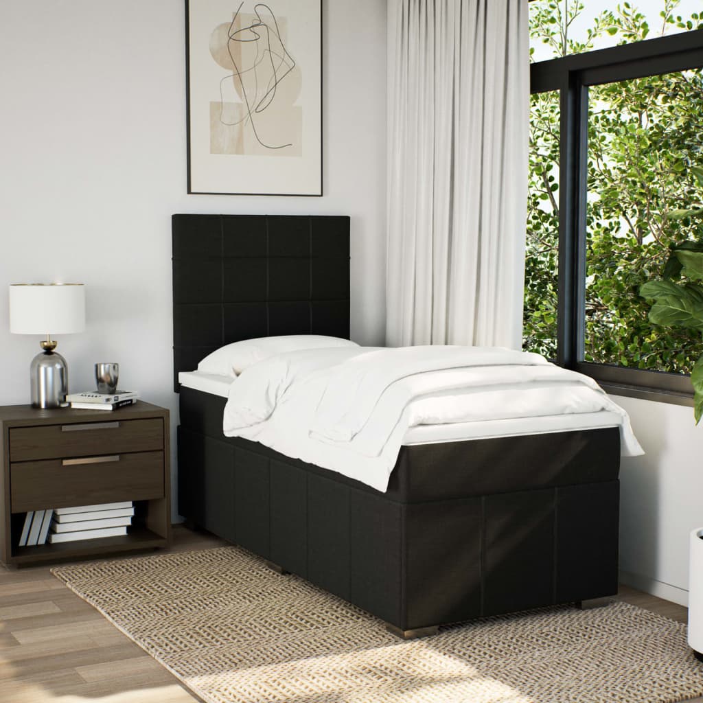 Boxspring met matras stof zwart 80x200 cm