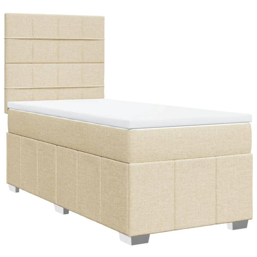 Boxspring met matras stof crèmekleurig 80x200 cm