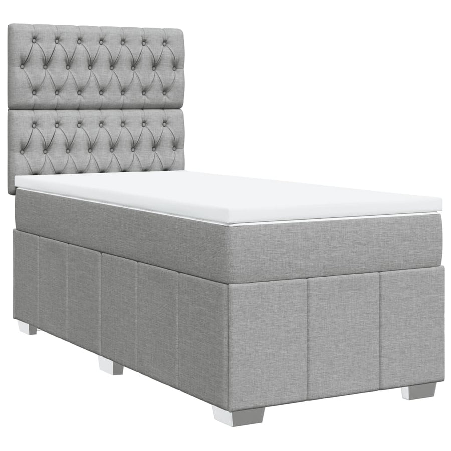 Boxspring met matras stof lichtgrijs 80x200 cm
