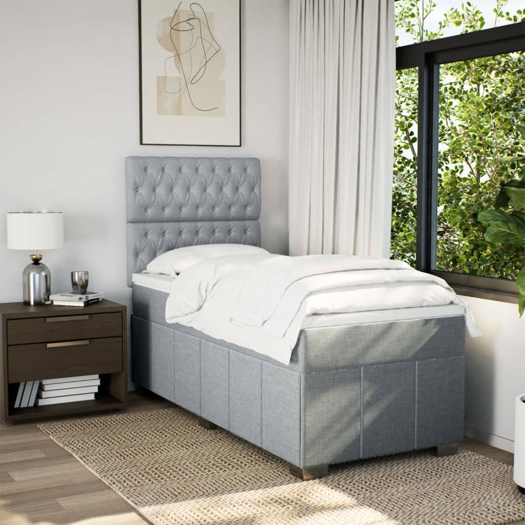Boxspring met matras stof lichtgrijs 80x200 cm