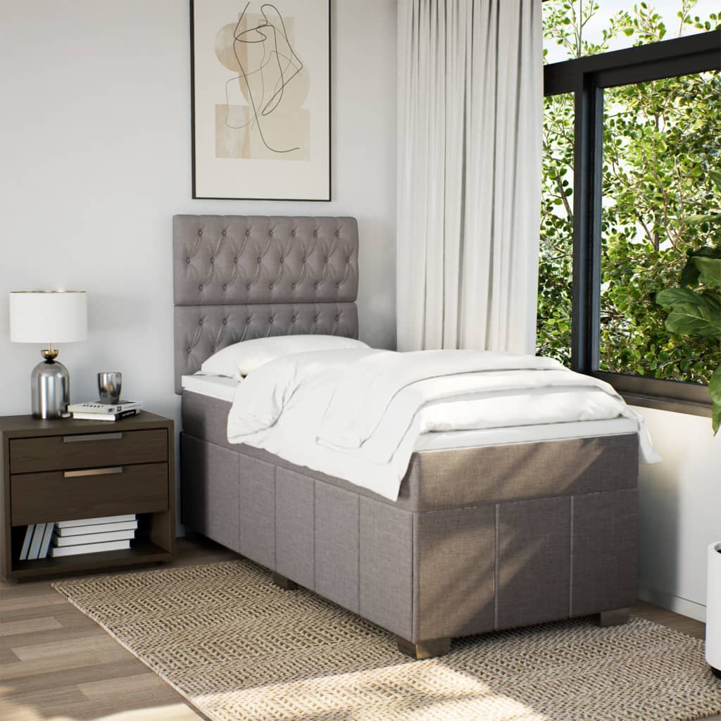Boxspring met matras stof taupe 80x200 cm