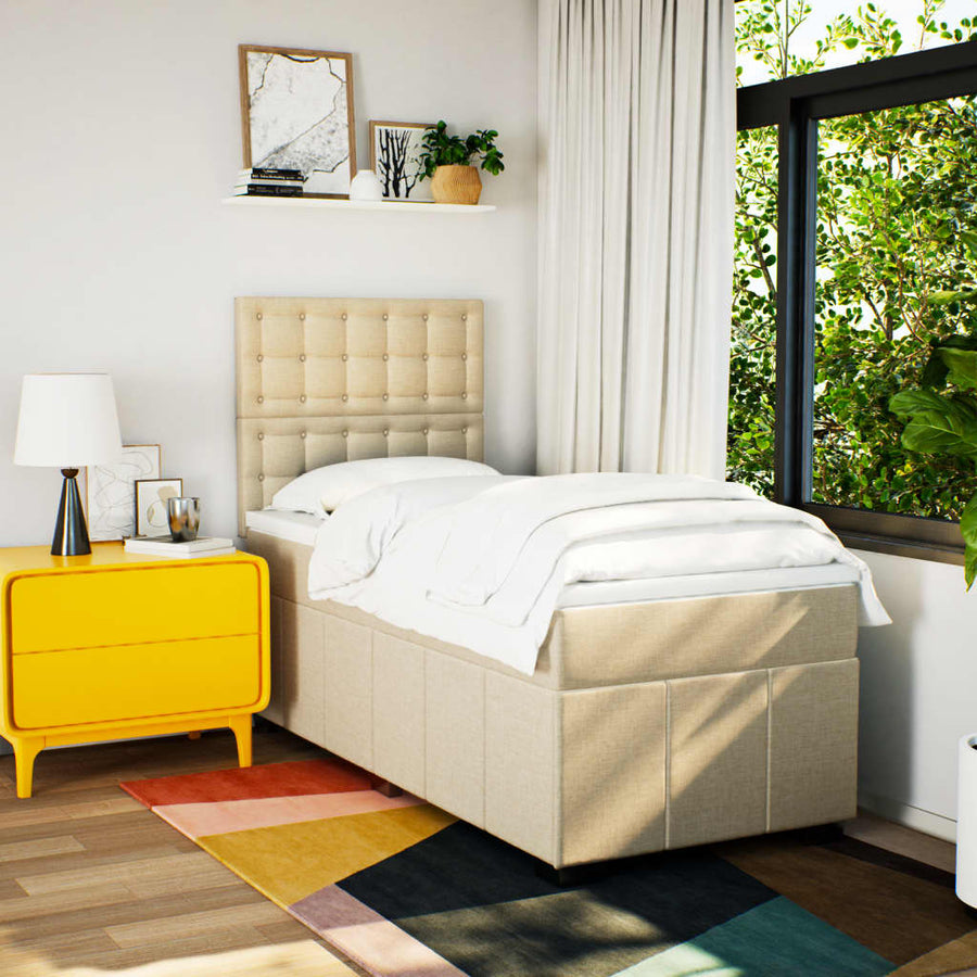 Boxspring met matras stof crèmekleurig 80x200 cm
