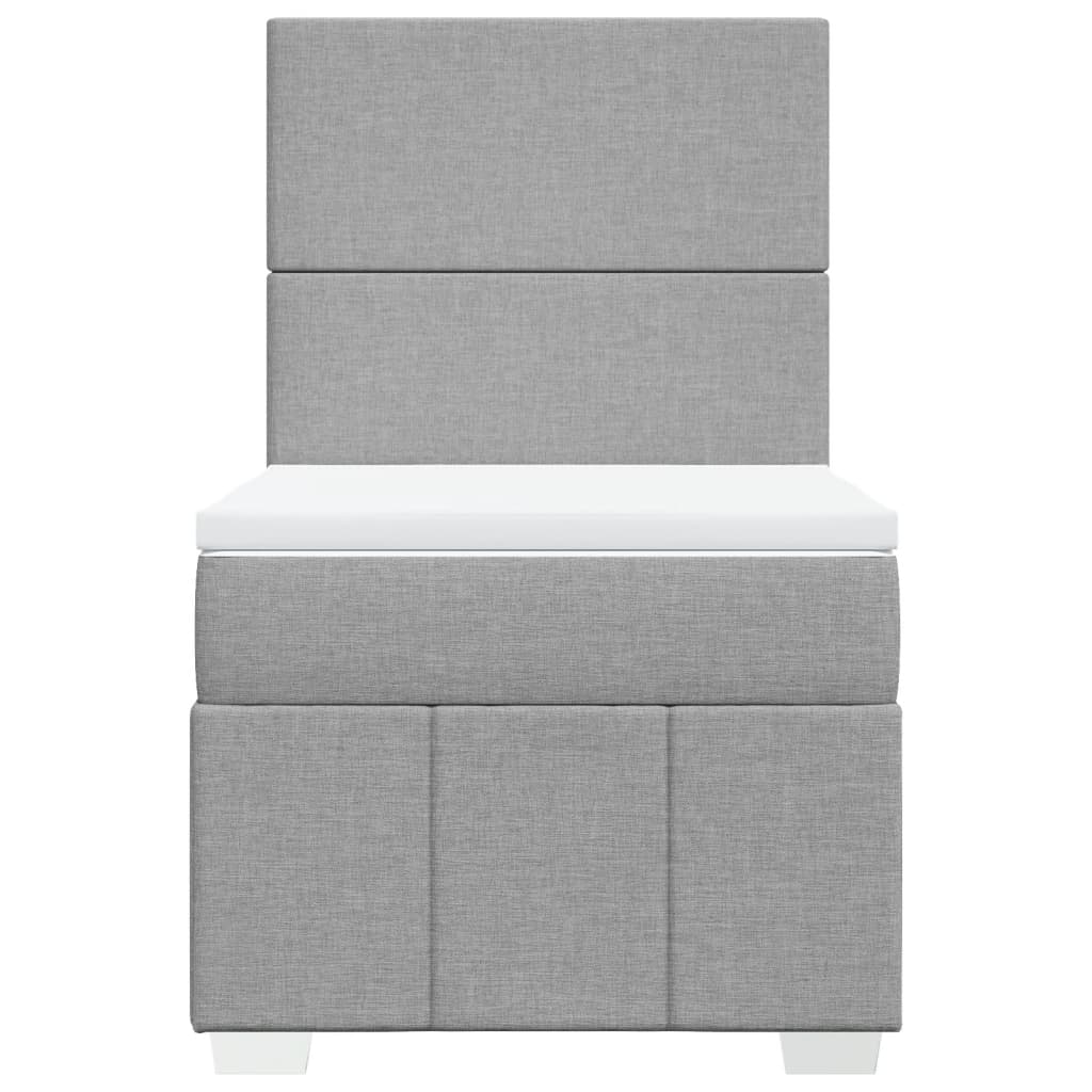 Boxspring met matras stof lichtgrijs 90x190 cm