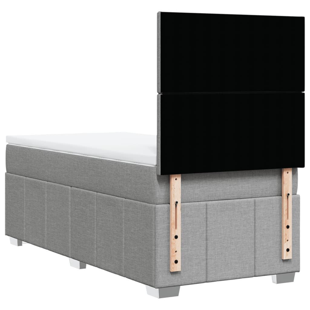 Boxspring met matras stof lichtgrijs 90x190 cm