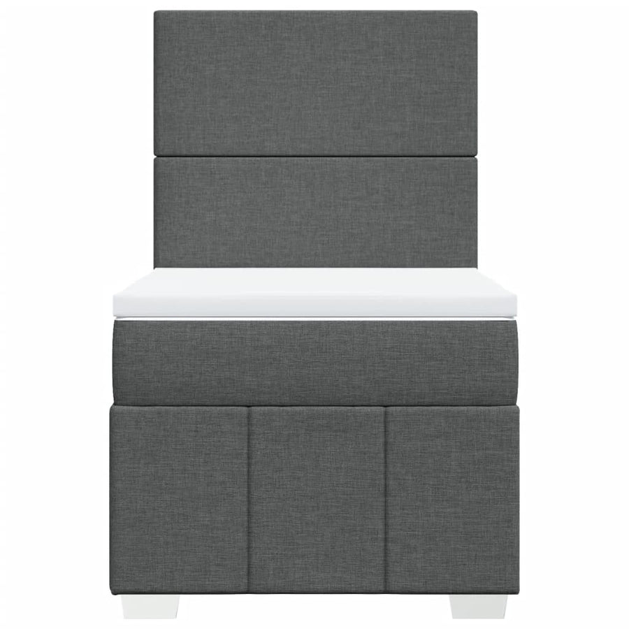 Boxspring met matras stof donkergrijs 90x190 cm
