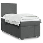 Box spring with mattress fabric dark grey 90x190 cm