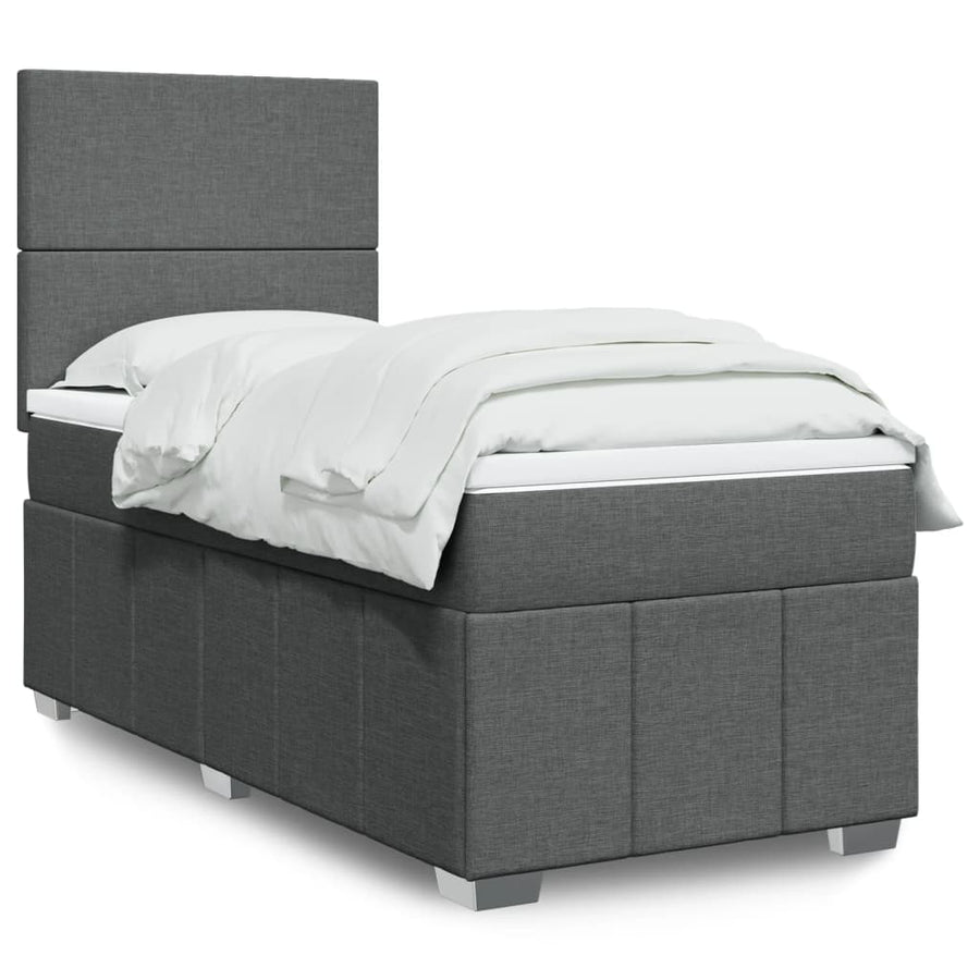 Boxspring met matras stof donkergrijs 90x190 cm