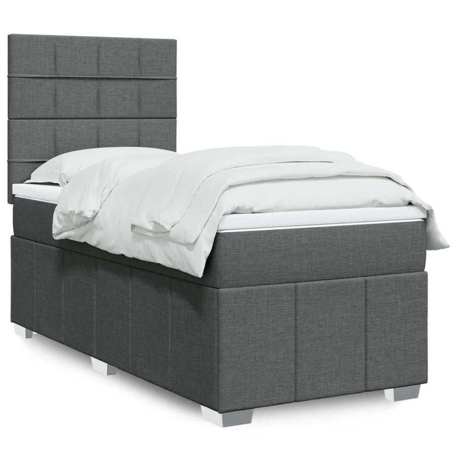 Boxspring met matras stof donkergrijs 90x190 cm
