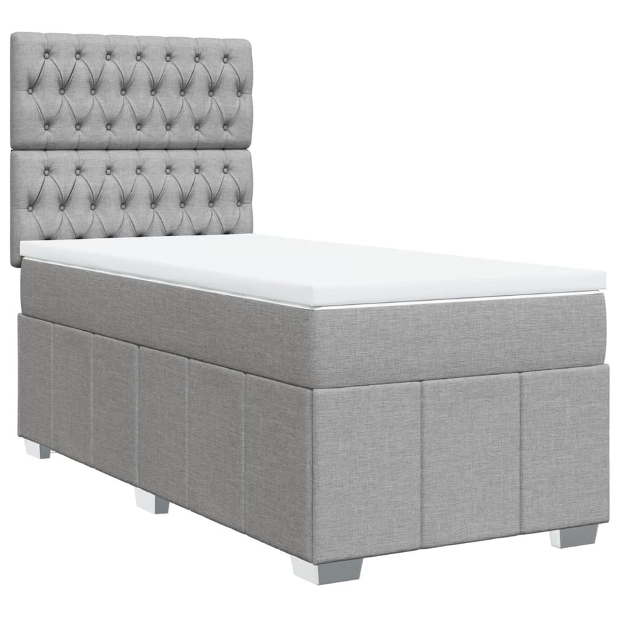 Boxspring met matras stof lichtgrijs 90x190 cm