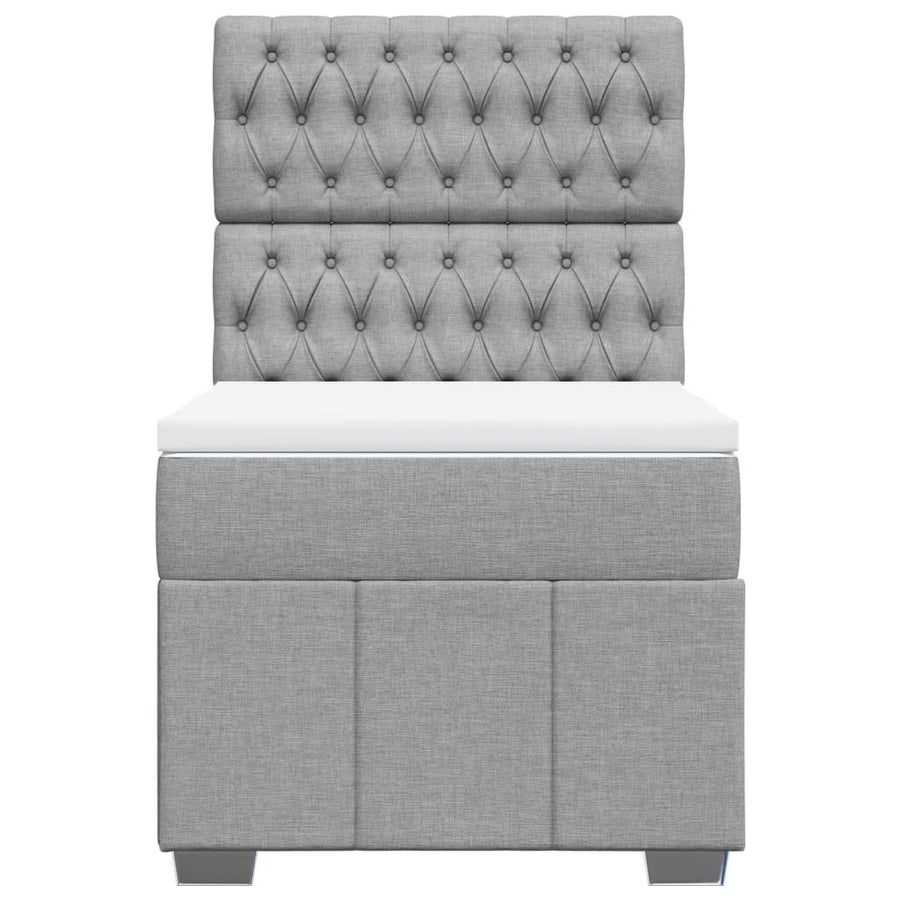 Boxspring met matras stof lichtgrijs 90x190 cm