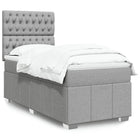 Box spring with mattress fabric light grey 90x190 cm