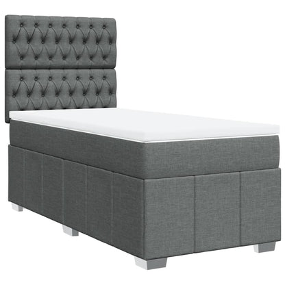 Boxspring met matras stof donkergrijs 90x190 cm