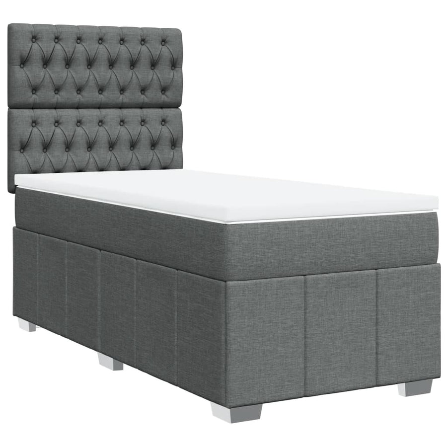 Boxspring met matras stof donkergrijs 90x190 cm