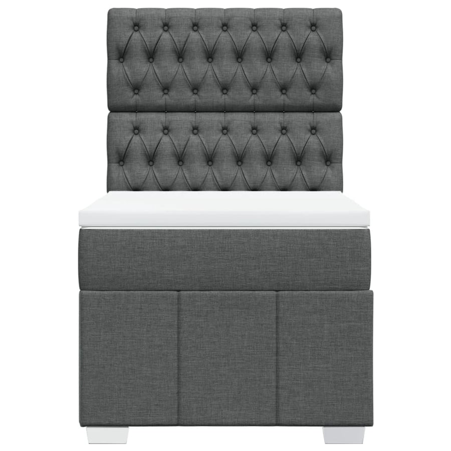 Boxspring met matras stof donkergrijs 90x190 cm