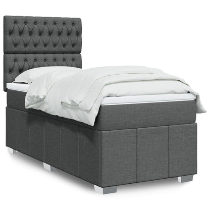 Boxspring met matras stof donkergrijs 90x190 cm
