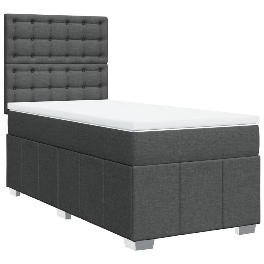 Boxspring met matras stof donkergrijs 90x190 cm