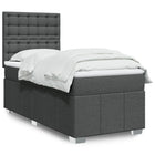 Box spring with mattress fabric dark grey 90x190 cm