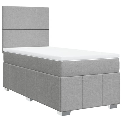 Boxspring met matras stof lichtgrijs 90x200 cm