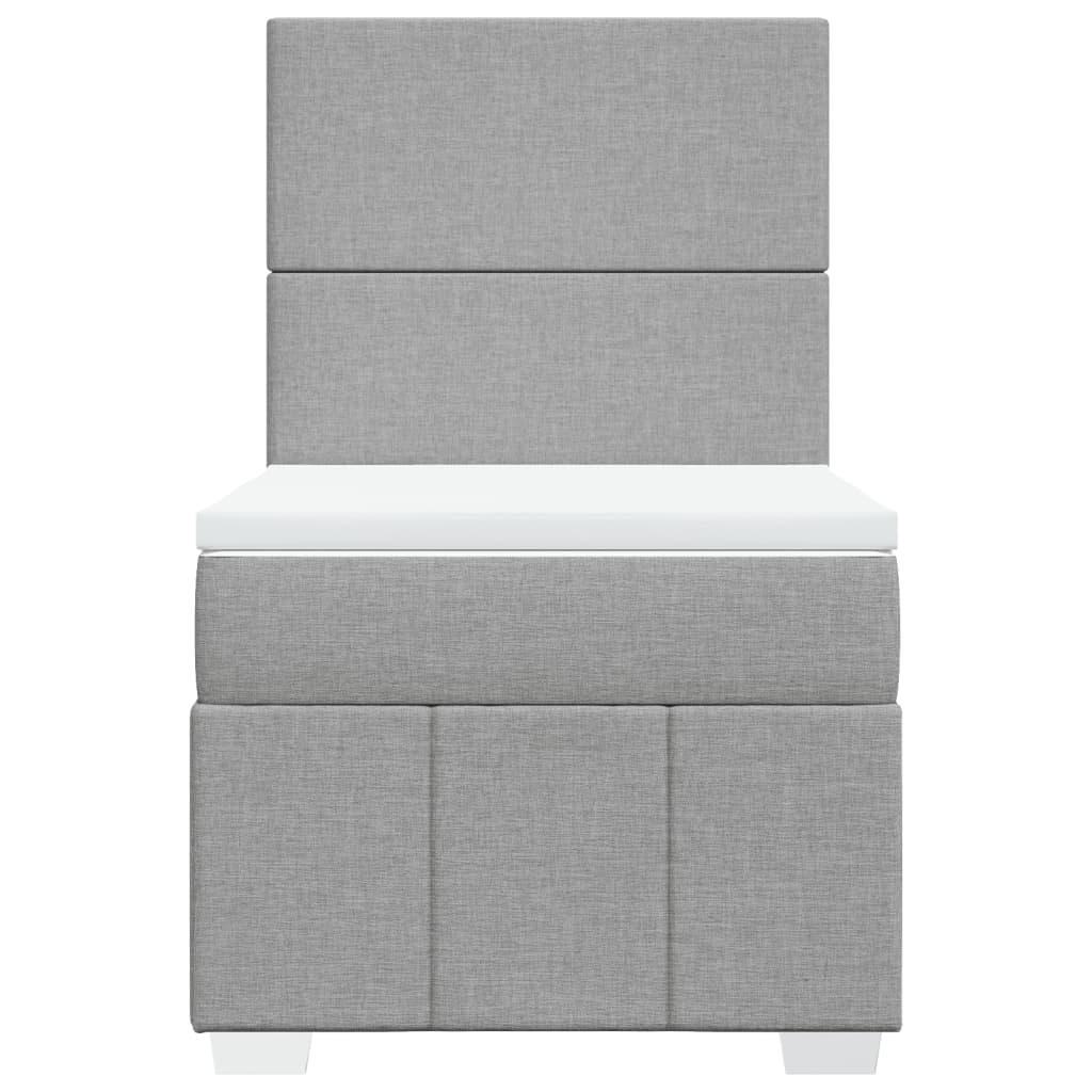 Boxspring met matras stof lichtgrijs 90x200 cm
