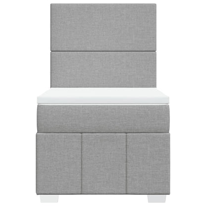 Boxspring met matras stof lichtgrijs 90x200 cm
