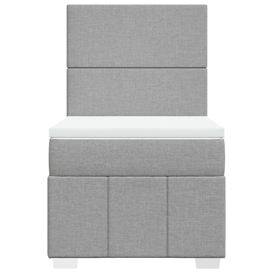 Boxspring met matras stof lichtgrijs 90x200 cm