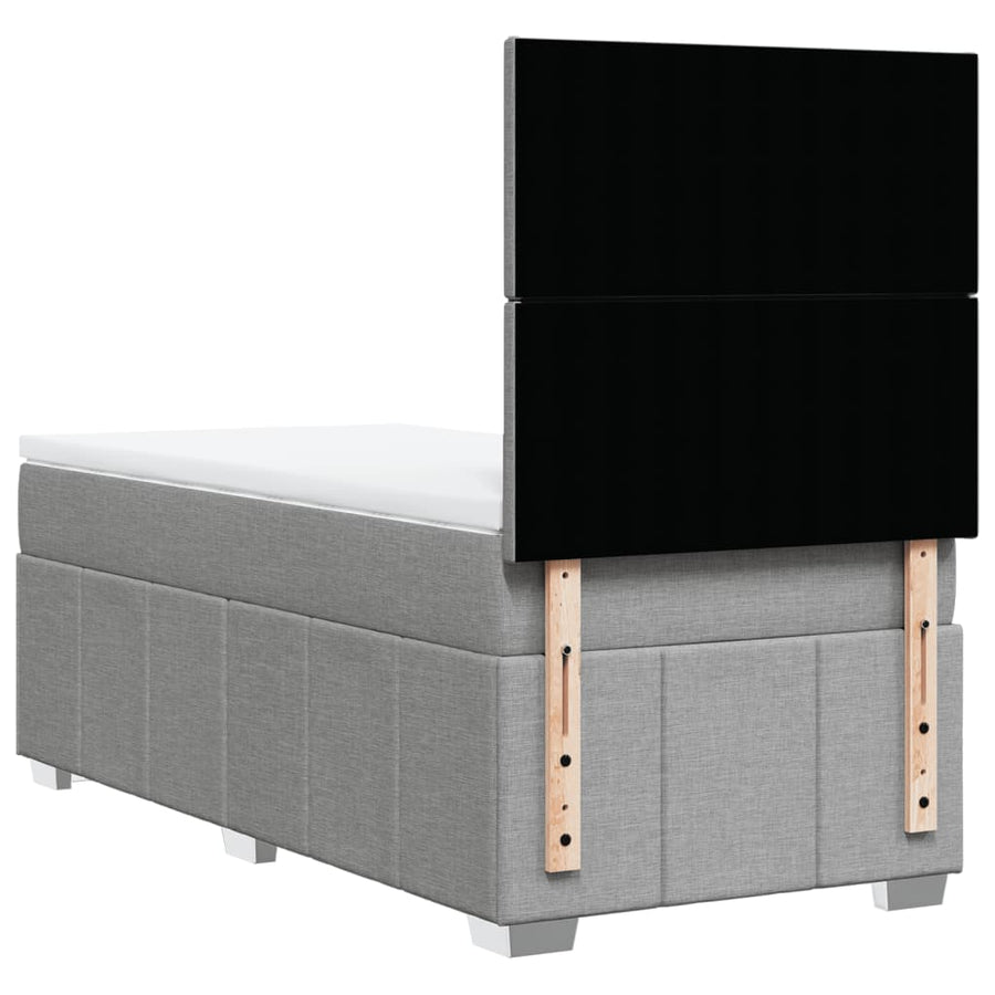 Boxspring met matras stof lichtgrijs 90x200 cm