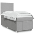 Box spring with mattress fabric light gray 90x200 cm