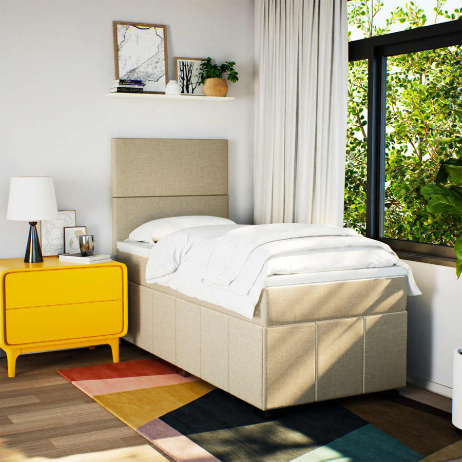 Boxspring met matras stof crèmekleurig 90x200 cm