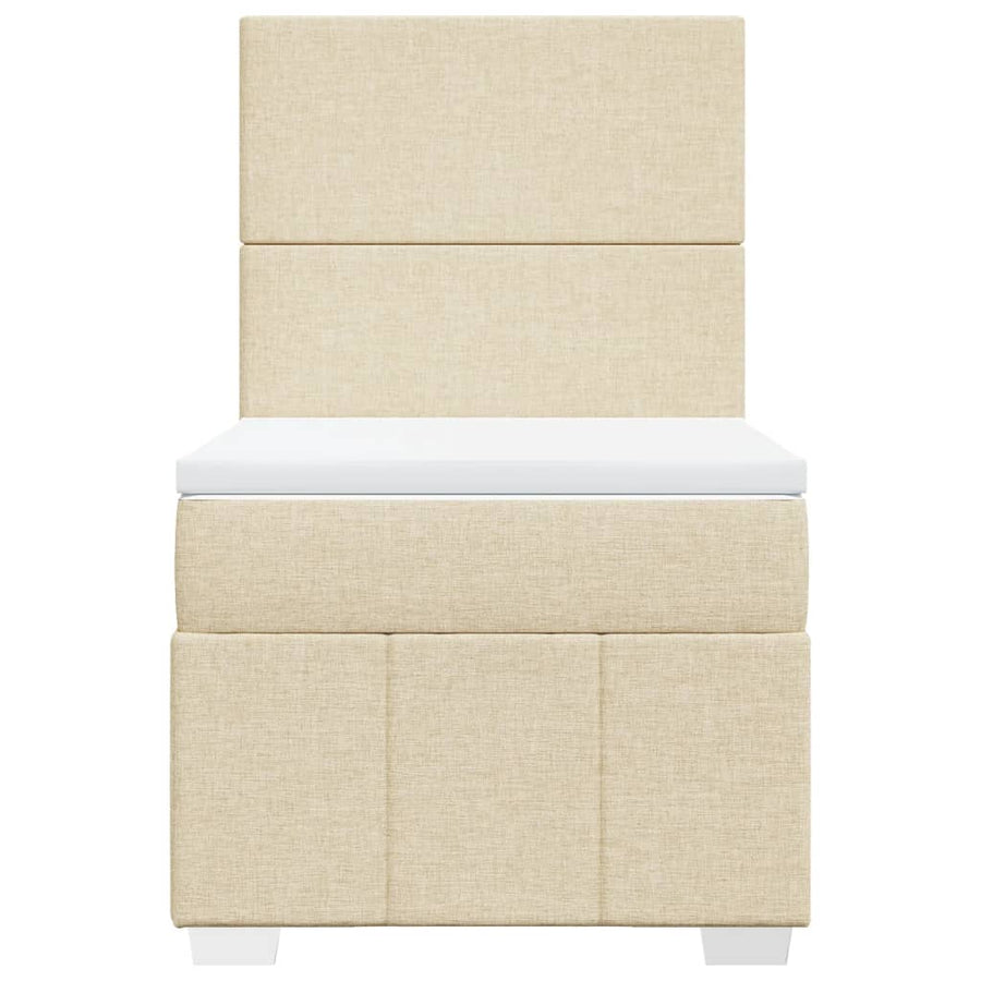 Boxspring met matras stof crèmekleurig 90x200 cm
