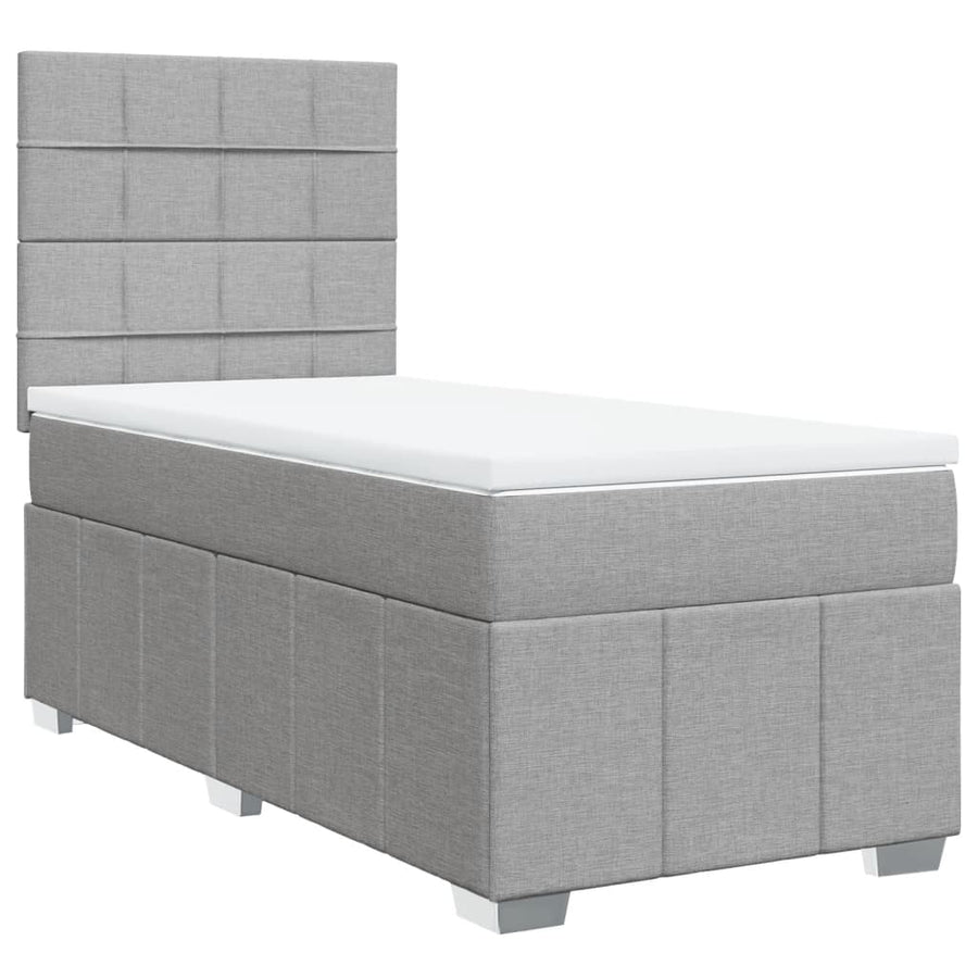 Boxspring met matras stof lichtgrijs 90x200 cm