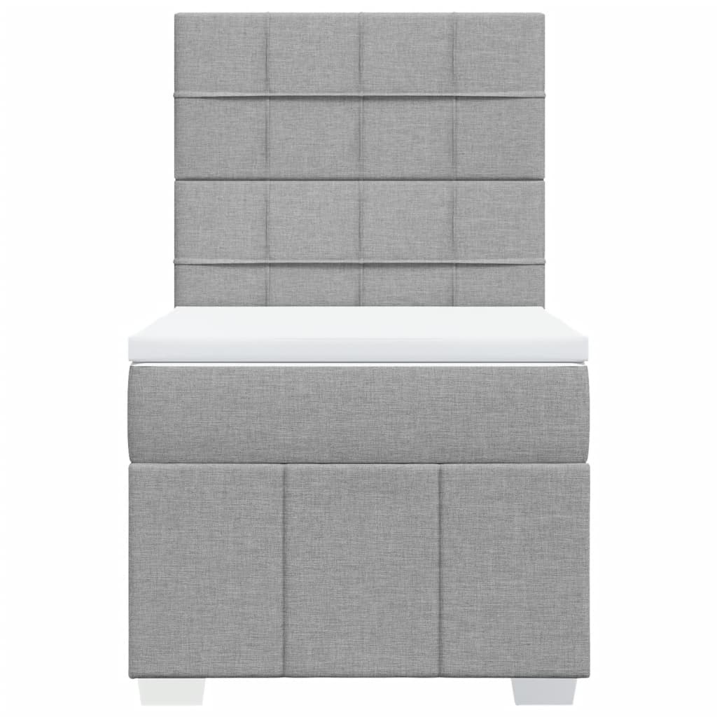 Boxspring met matras stof lichtgrijs 90x200 cm