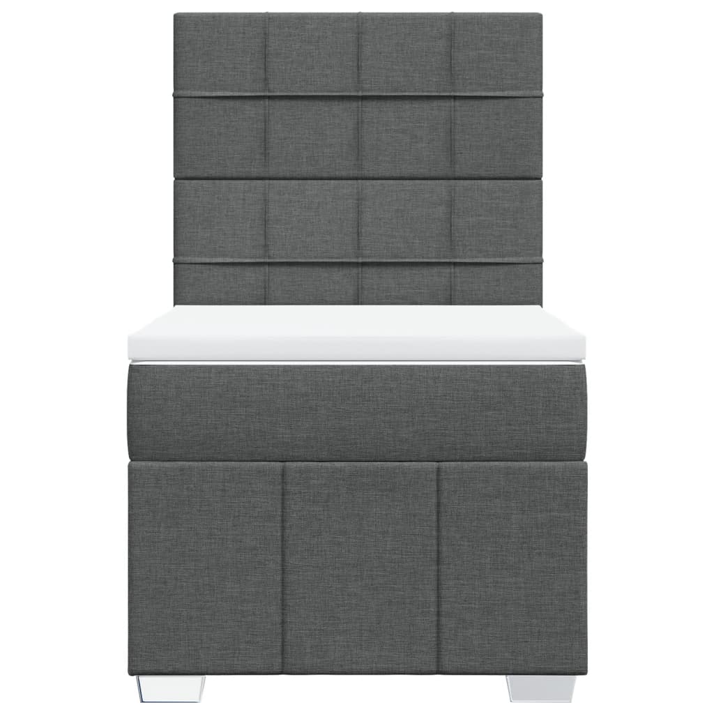 Boxspring met matras stof donkergrijs 90x200 cm