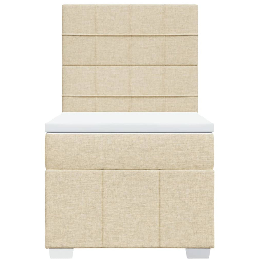Boxspring met matras stof crèmekleurig 90x200 cm