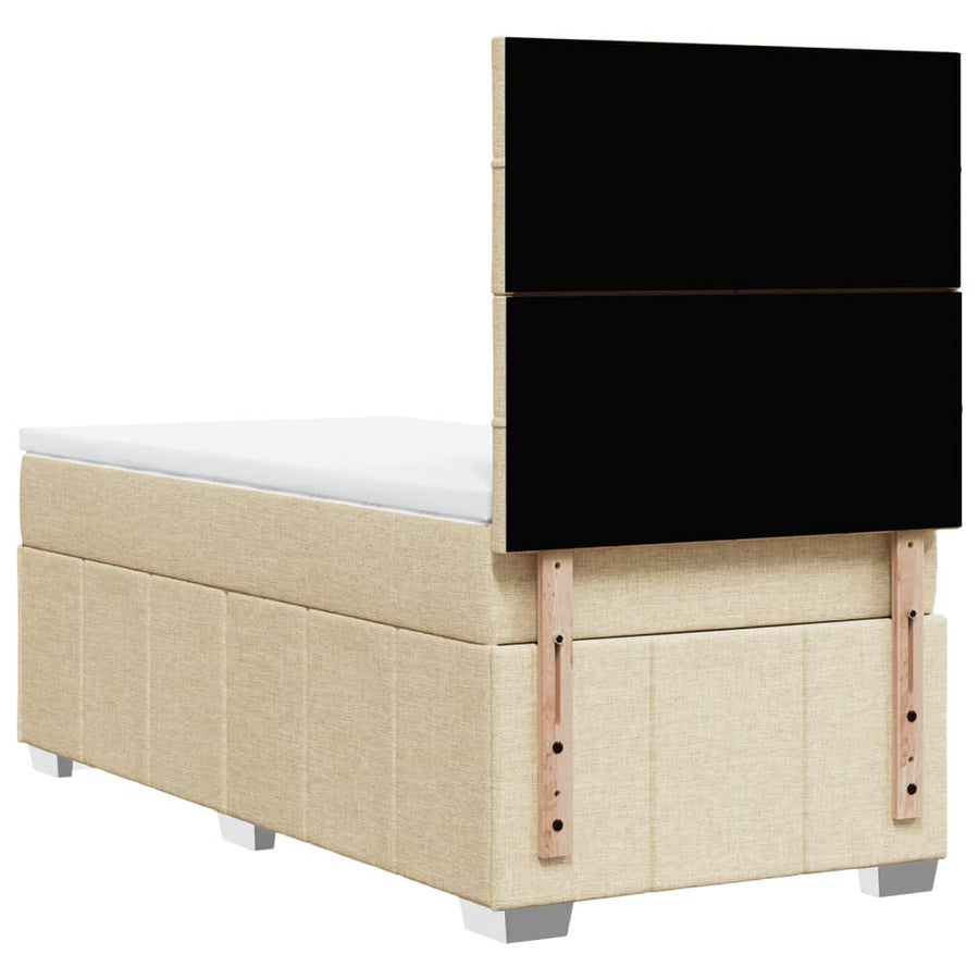 Boxspring met matras stof crèmekleurig 90x200 cm