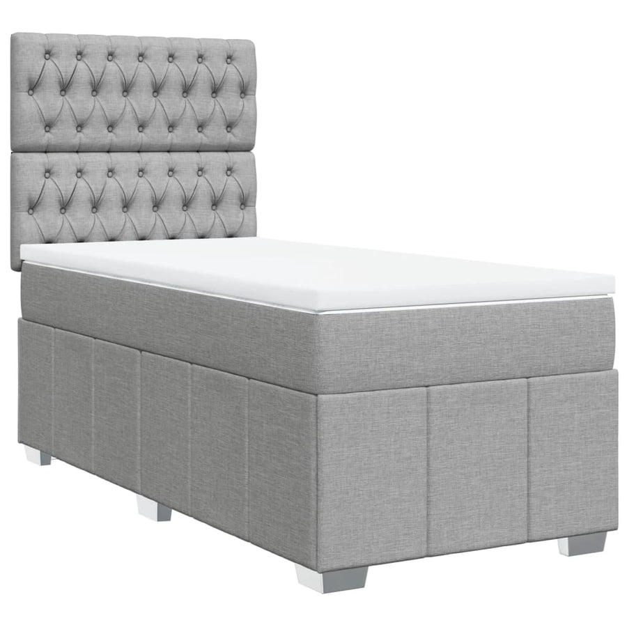 Boxspring met matras stof lichtgrijs 90x200 cm