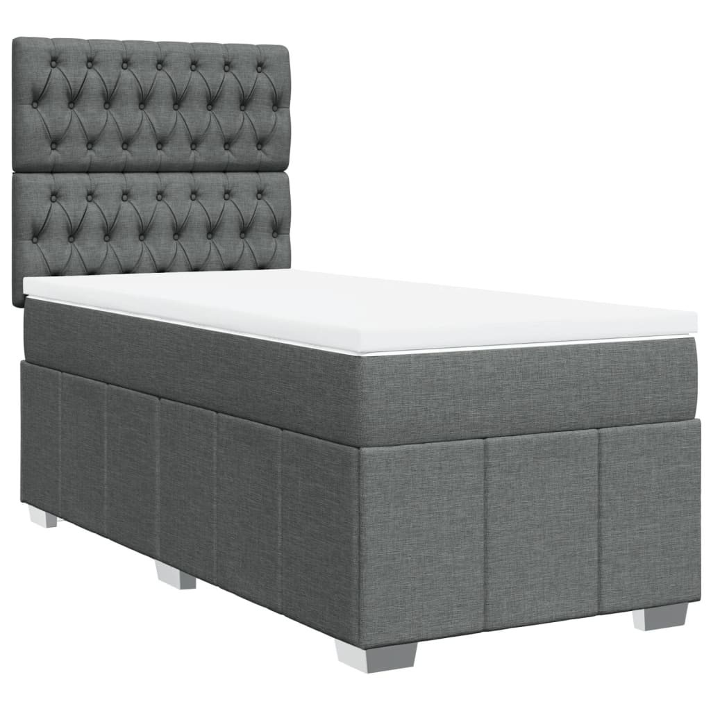 Boxspring met matras stof donkergrijs 90x200 cm