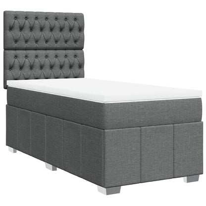 Boxspring met matras stof donkergrijs 90x200 cm