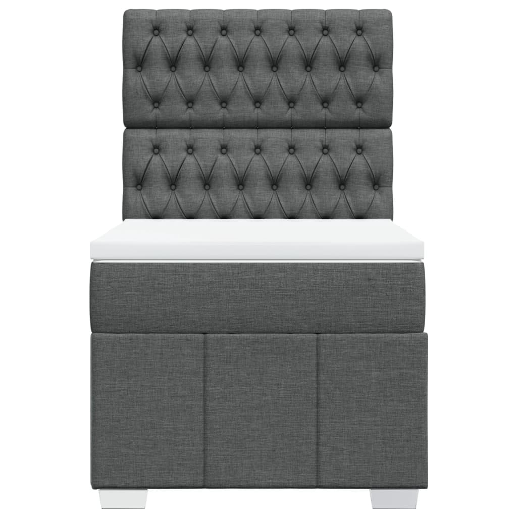 Boxspring met matras stof donkergrijs 90x200 cm