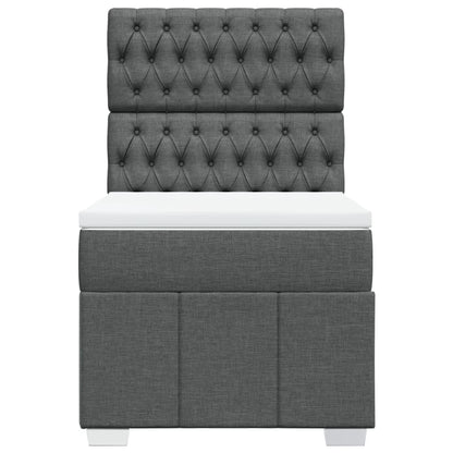Boxspring met matras stof donkergrijs 90x200 cm