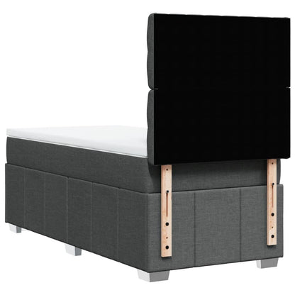 Boxspring met matras stof donkergrijs 90x200 cm