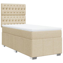 Boxspring met matras stof crèmekleurig 90x200 cm