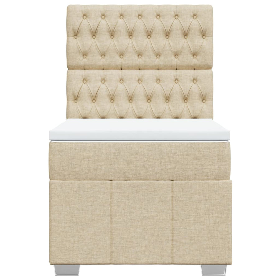 Boxspring met matras stof crèmekleurig 90x200 cm