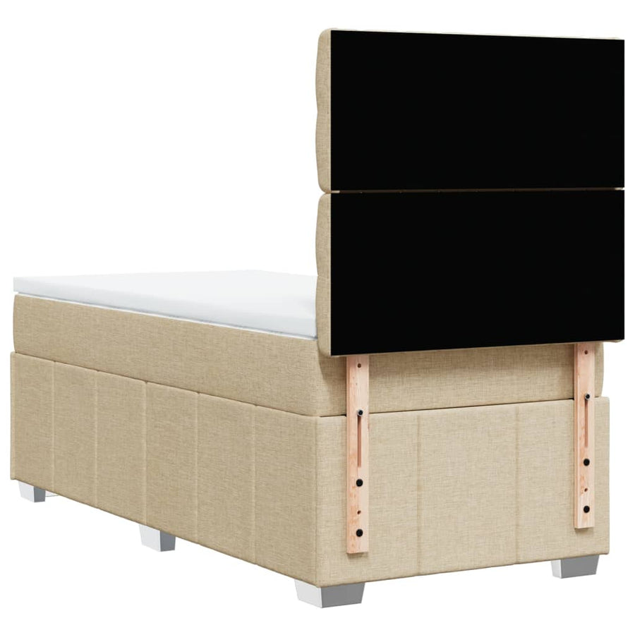 Boxspring met matras stof crèmekleurig 90x200 cm