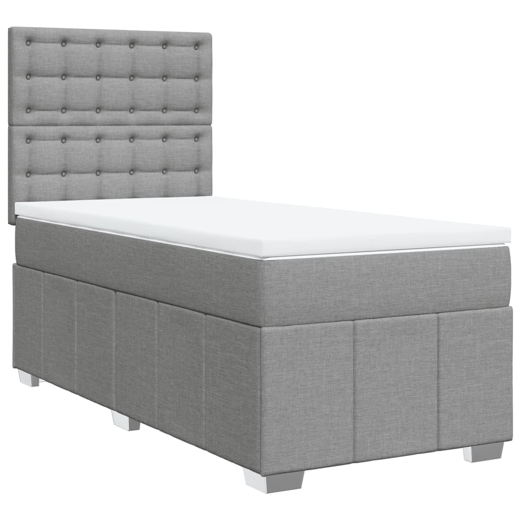 Boxspring met matras stof lichtgrijs 90x200 cm