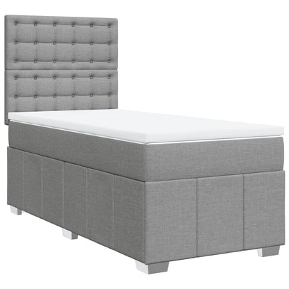 Boxspring met matras stof lichtgrijs 90x200 cm
