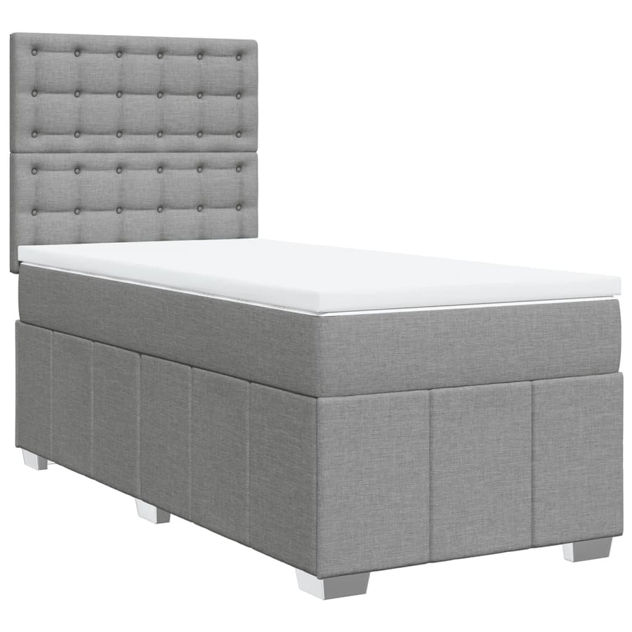 Boxspring met matras stof lichtgrijs 90x200 cm