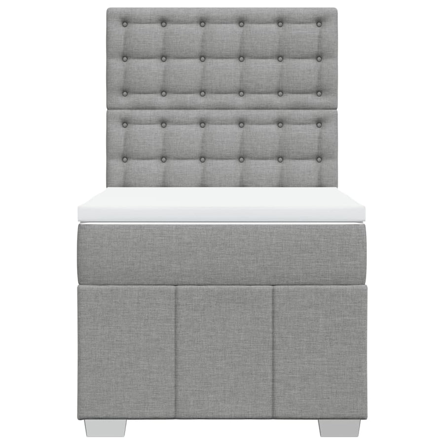 Boxspring met matras stof lichtgrijs 90x200 cm