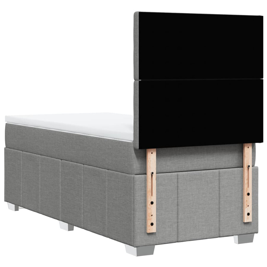 Boxspring met matras stof lichtgrijs 90x200 cm