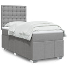 Box spring with mattress fabric light gray 90x200 cm